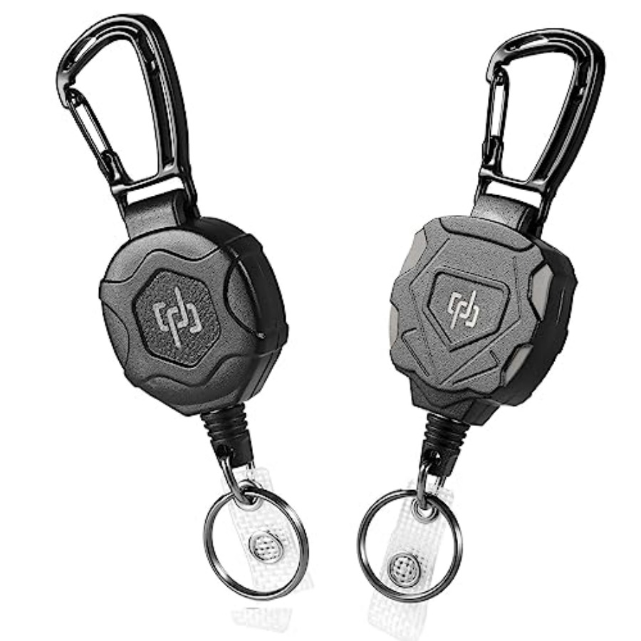 Conventional Reel - 2-pack intrekbare sleutelhanger met zware karabijnhaak,