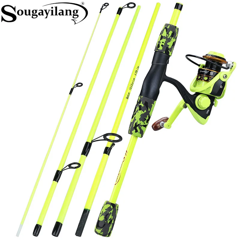 Conventional Reel - Sougayilang Draagbare 5-delige rood/gele hengelset 170cm