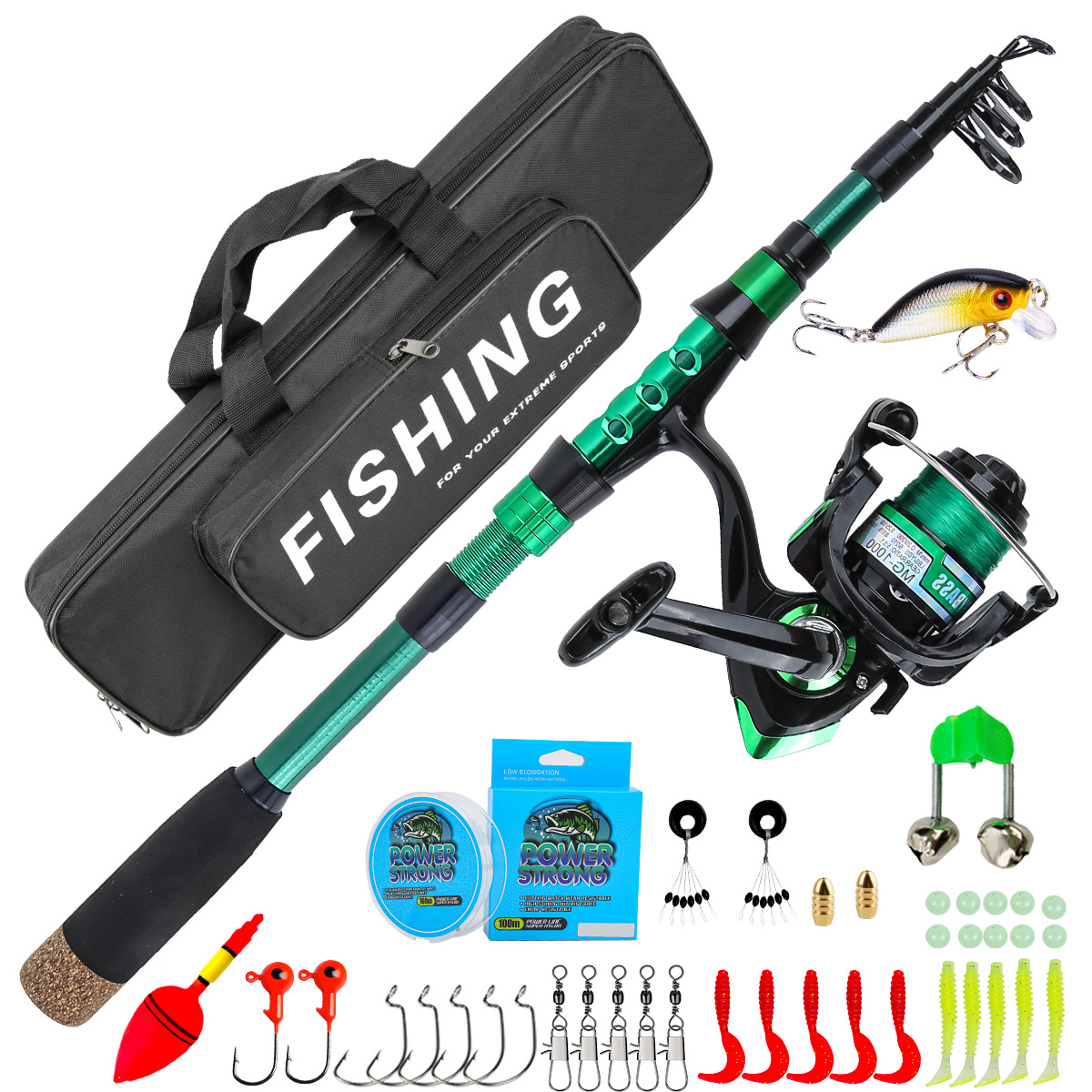 1,8 meter groene carbon fiber  - Conventional Reel recensie en prijs